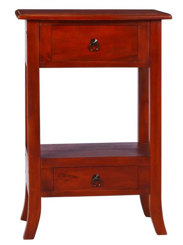 Table d'appoint 2 tiroirs acajou massif foncé Futar - Photo n°1