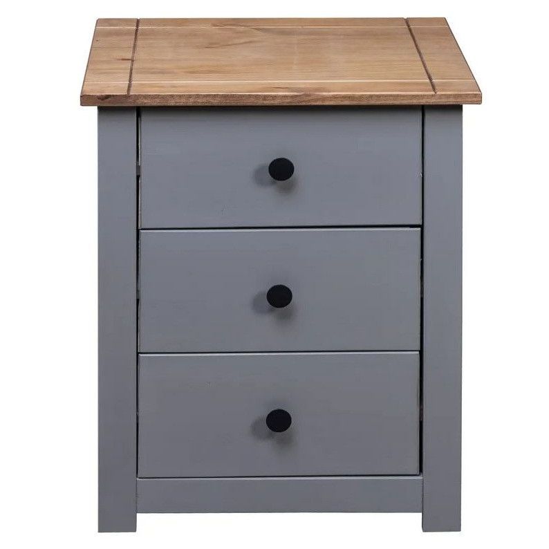 Table d'appoint 3 tiroirs en bois de pin massif Autika 46 cm – Élégance rustique et praticité - Photo n°3