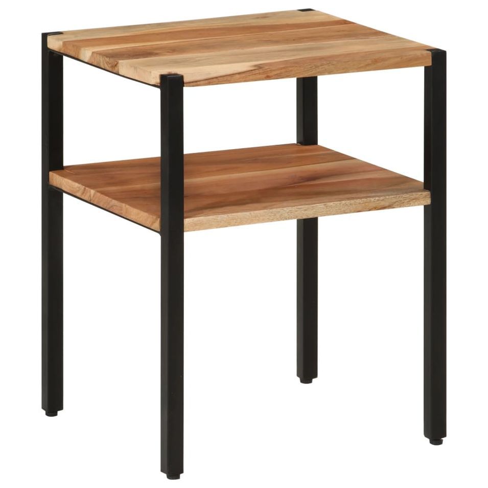 Table d’appoint 35x35x45 cm bois massif d'acacia et fer - Photo n°1