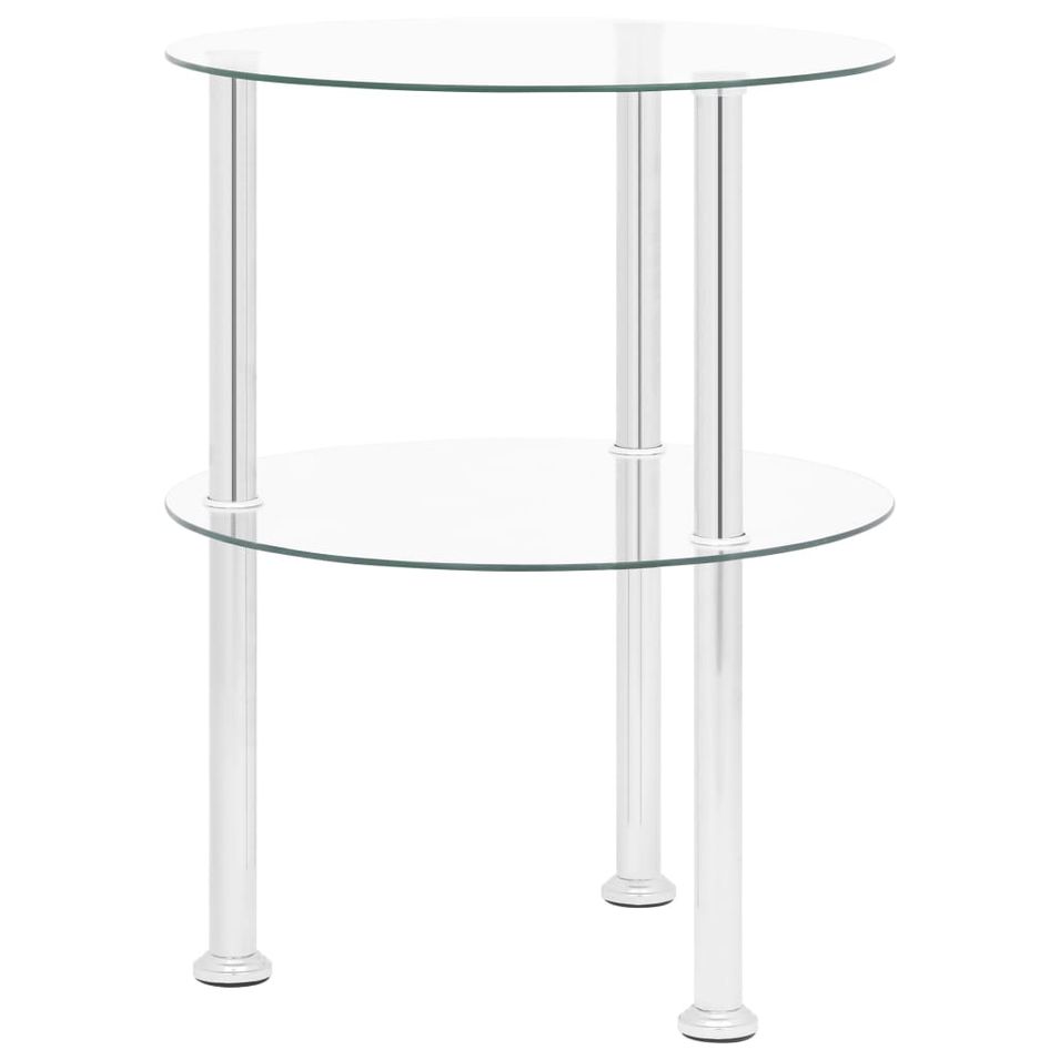 Table d'appoint à 2 niveaux Transparent 38 cm Verre trempé - Photo n°1