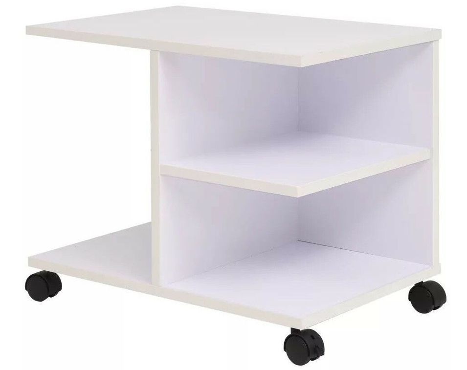 Table d'appoint à roulettes 3 niches blanc Sonia - Photo n°1