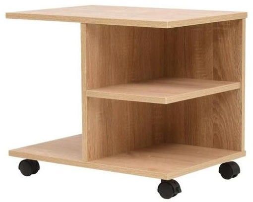 Table d'appoint à roulettes 3 niches chêne clair Sonia - Photo n°1