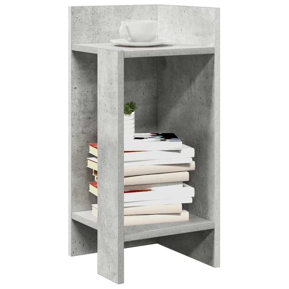 Table d'appoint avec étagère gris béton 25,5x27x60 cm - Photo n°1