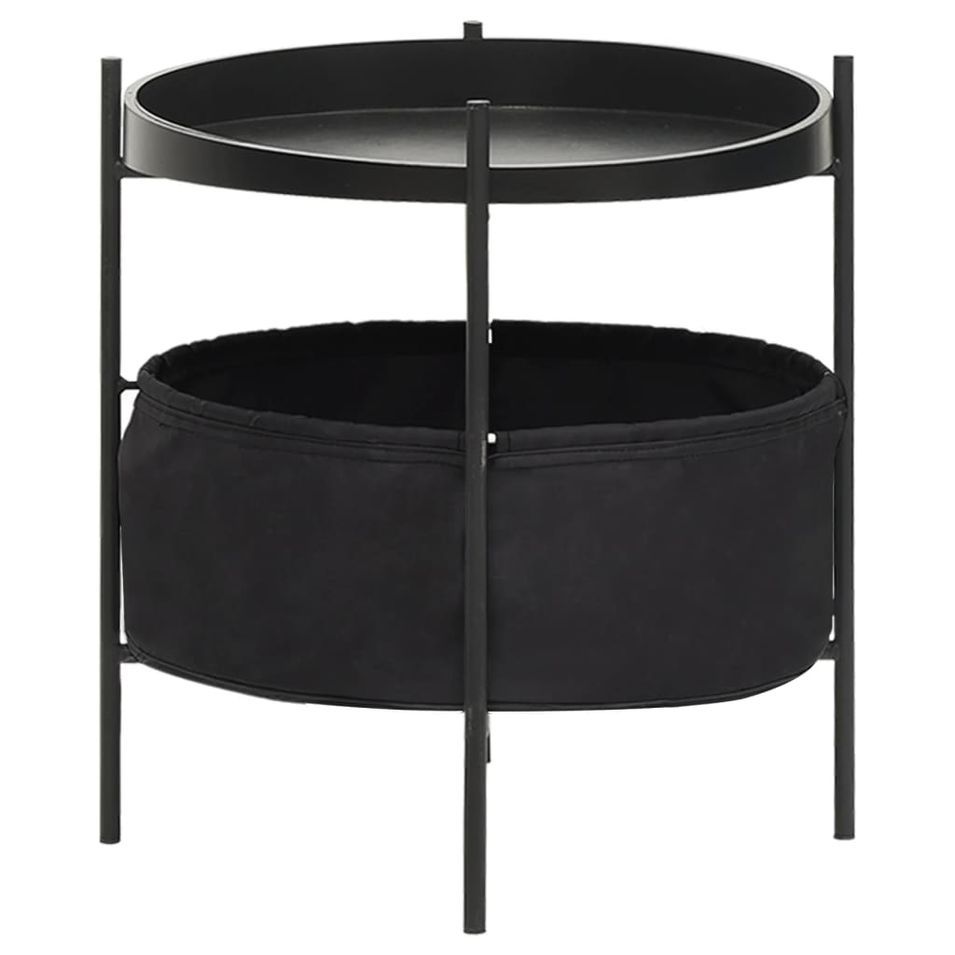 Table d'appoint avec panier 40x40x45,5 cm Noir - Photo n°1