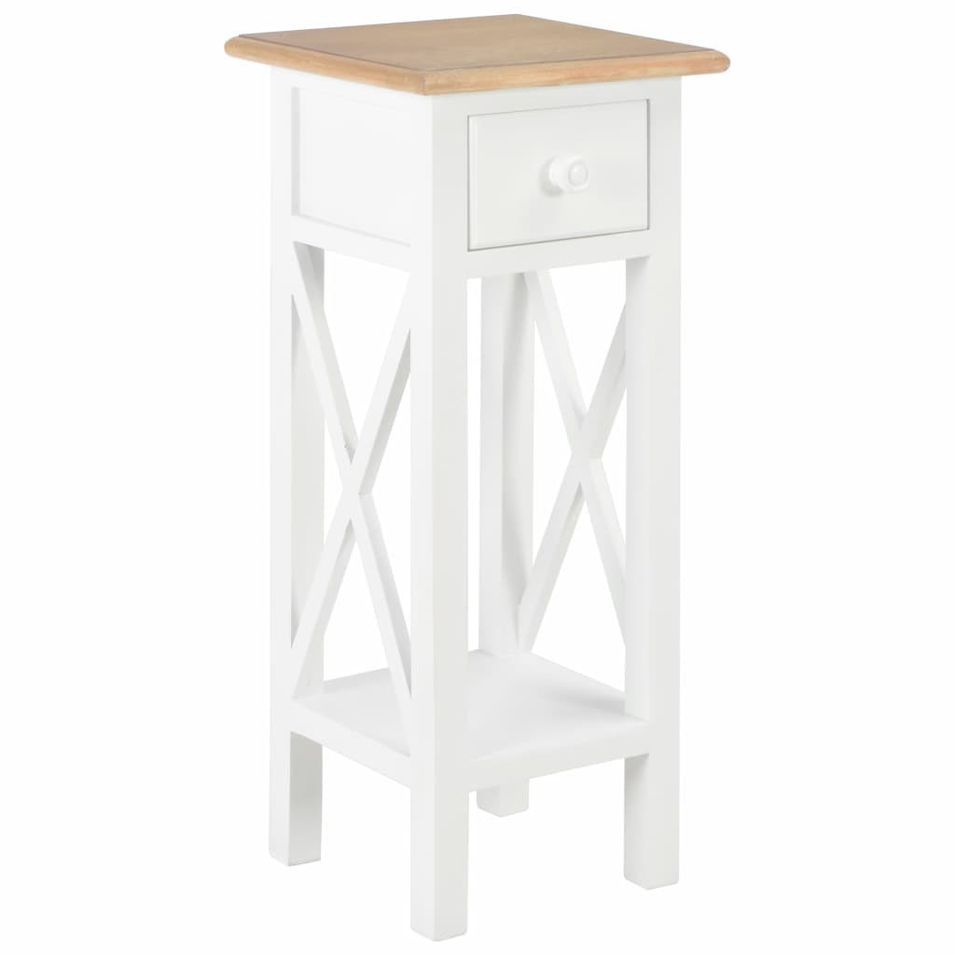 Table d'appoint Blanc 27 x 27 x 65,5 cm Bois - Photo n°1
