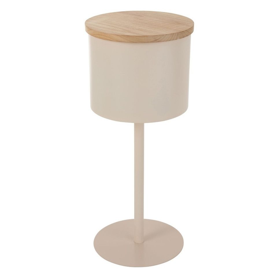 Table d'appoint bois clair et métal beige Praji H 74 cm - Photo n°1