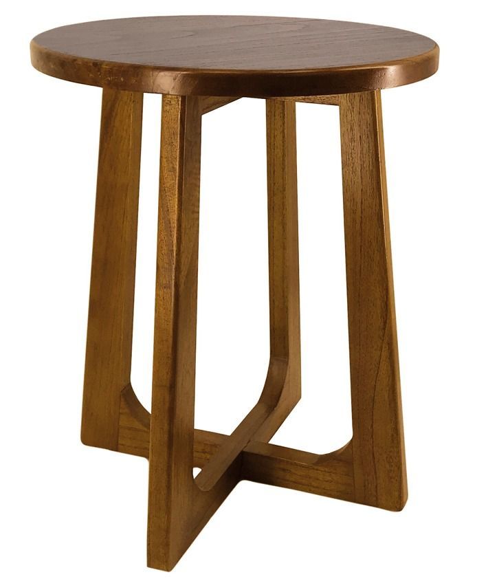 Table d'appoint bois massif de mindi Kretos Ø45 cm - Photo n°1