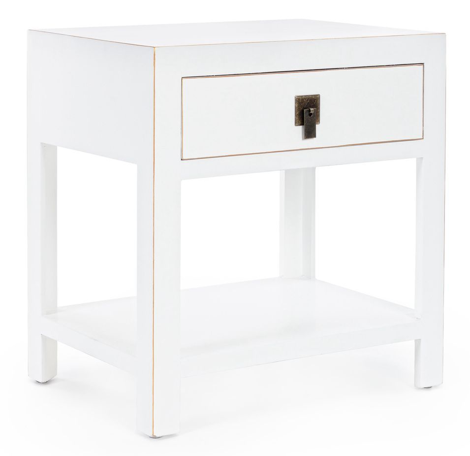 Table d'appoint bois MDF blanc 1 tiroir Peno - Lot de 2 - Photo n°1