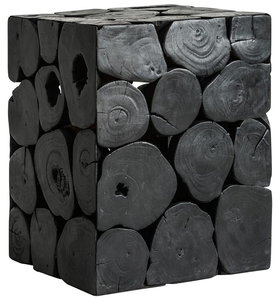 Table d'appoint carrée bois tropical noir vieilli Scott - Photo n°1