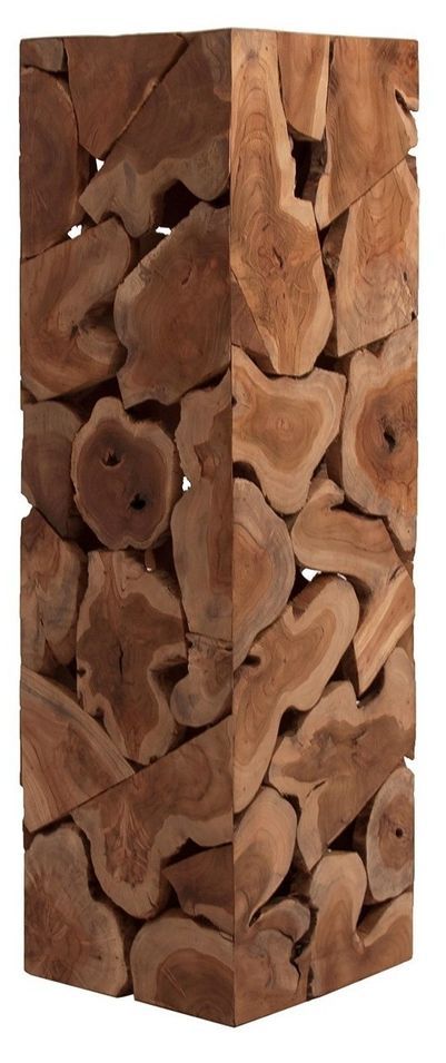 Table d'appoint carrée ethnique teck massif foncé vieilli Boul - Photo n°1