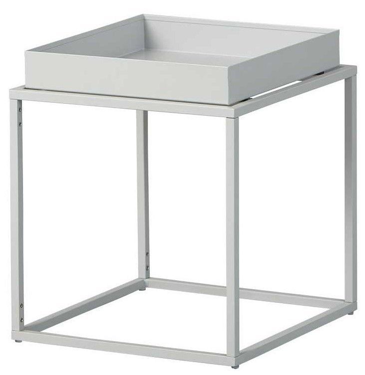 Table d'appoint carrée métal laqué gris Bubble - Photo n°1