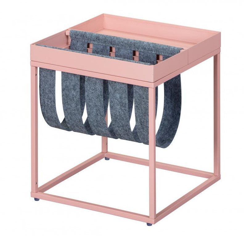 Table d'appoint carrée métal rose Bubbly 35 cm - Photo n°1