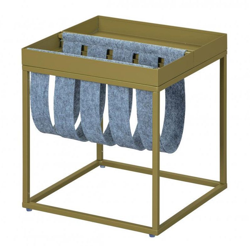 Table d'appoint carrée métal vert olive Bubbly 35 cm - Photo n°1