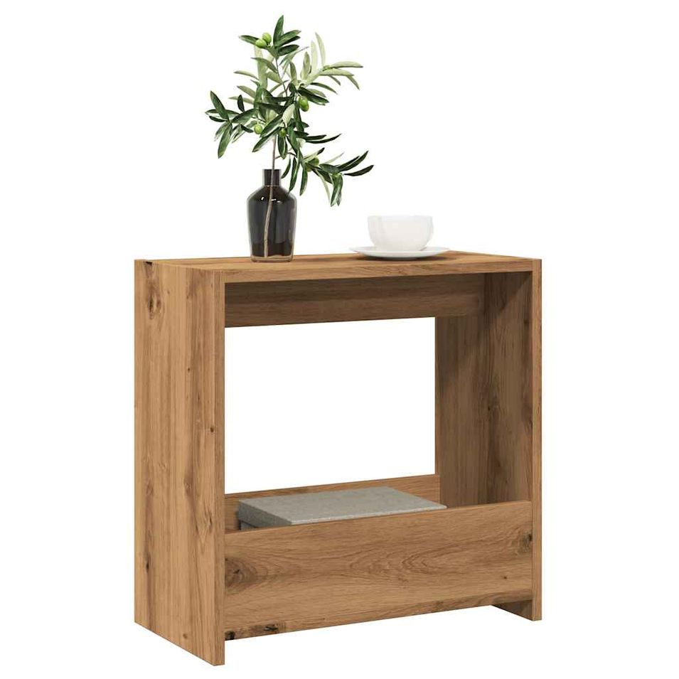 Table d'appoint chêne artisanal 50x26x50 cm bois d'ingénierie - Photo n°1