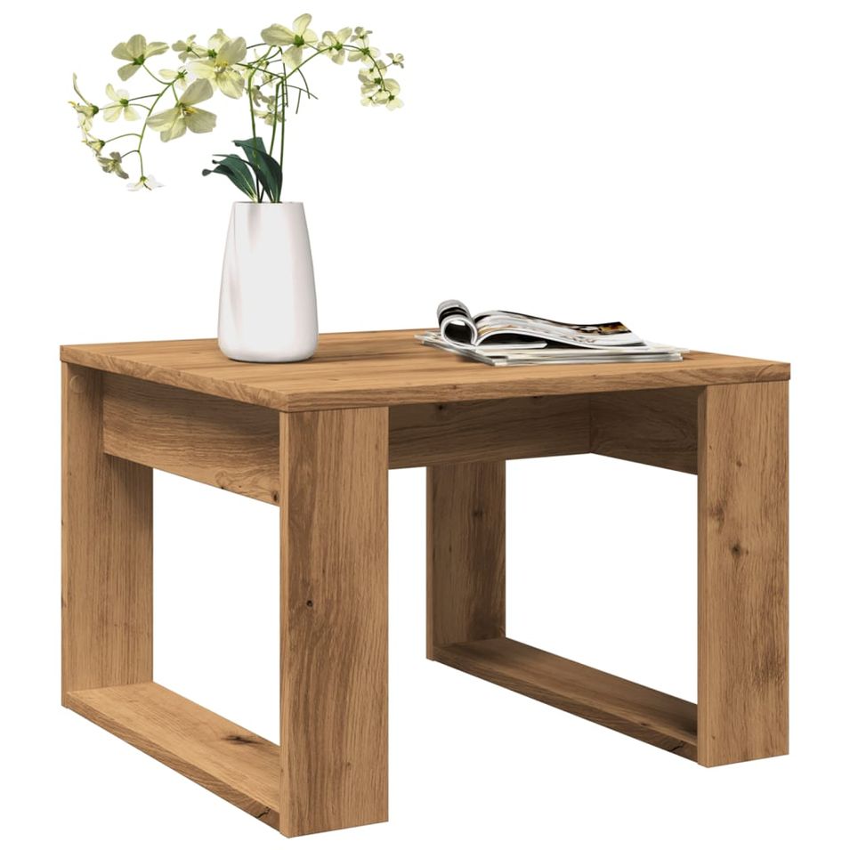 Table d'appoint chêne artisanal 50x50x35 cm bois d'ingénierie - Photo n°1