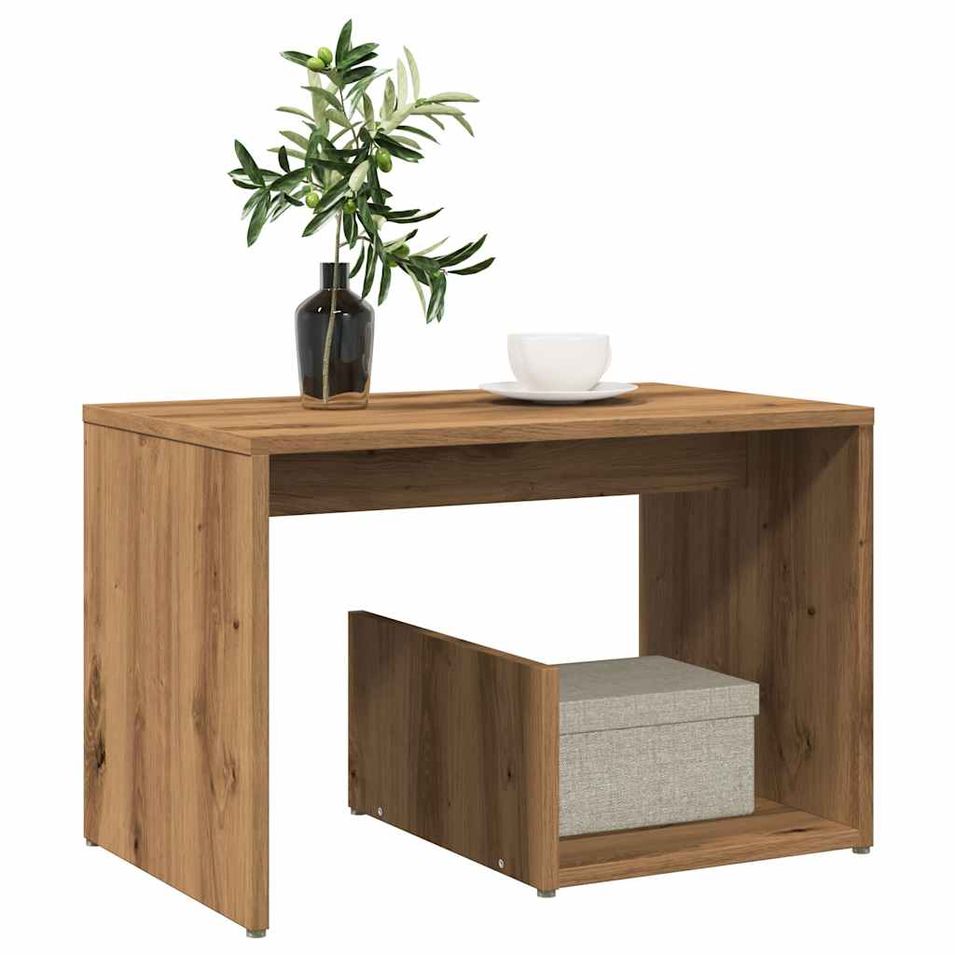 Table d'appoint chêne artisanal 59x36x38 cm bois d'ingénierie - Photo n°1