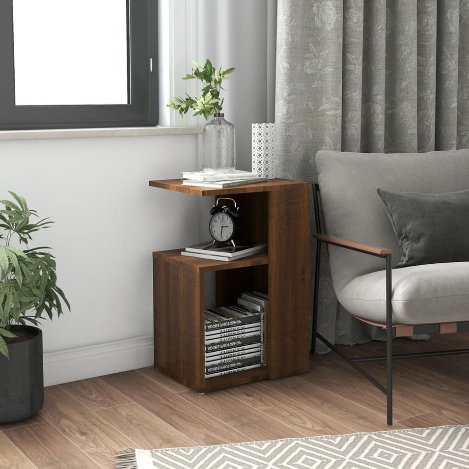 Table d'appoint Chêne marron 36x30x56 cm Bois d'ingénierie - Photo n°1