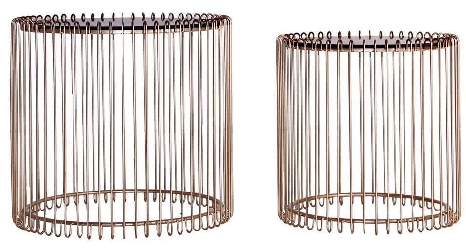 Table d'appoint colonial ronde fer et miroir doré Elmer - Photo n°1