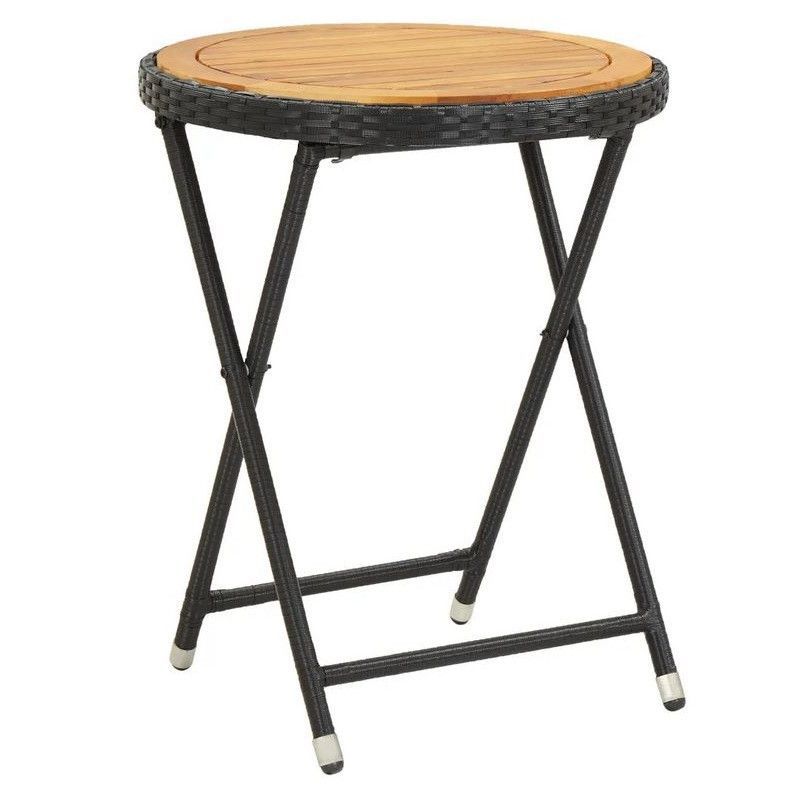 Table d'appoint de jardin acacia clair et résine noire Abee - Photo n°1