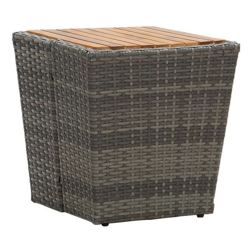 Table d'appoint de jardin carrée acacia et résine grise Jaade - Photo n°1