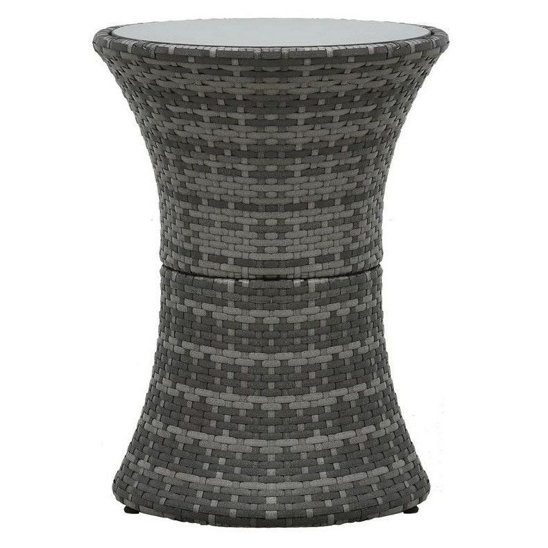 Table d'appoint de jardin ronde verre et résine grise Jaade - Photo n°1