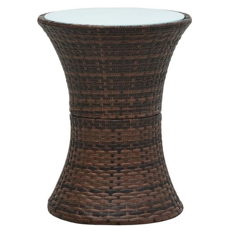 Table d'appoint de jardin ronde verre et résine marron Jaade - Photo n°1