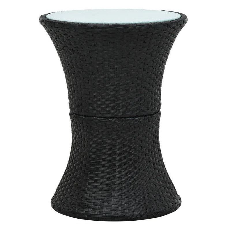 Table d'appoint de jardin ronde verre et résine noire Jaade - Photo n°1