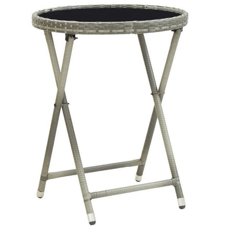 Table d'appoint de jardin verre noire et résine grise Abee - Photo n°1