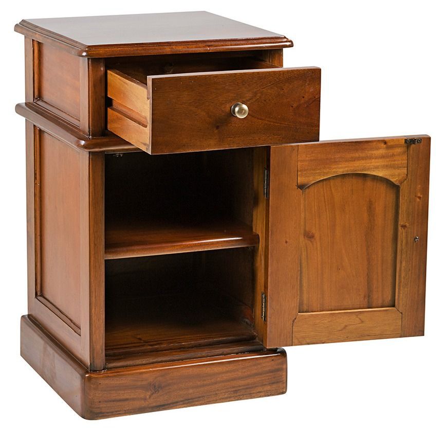 Table d'appoint en bois d'acajou marron 1 porte 1 tiroir Castle 40 cm - Photo n°2