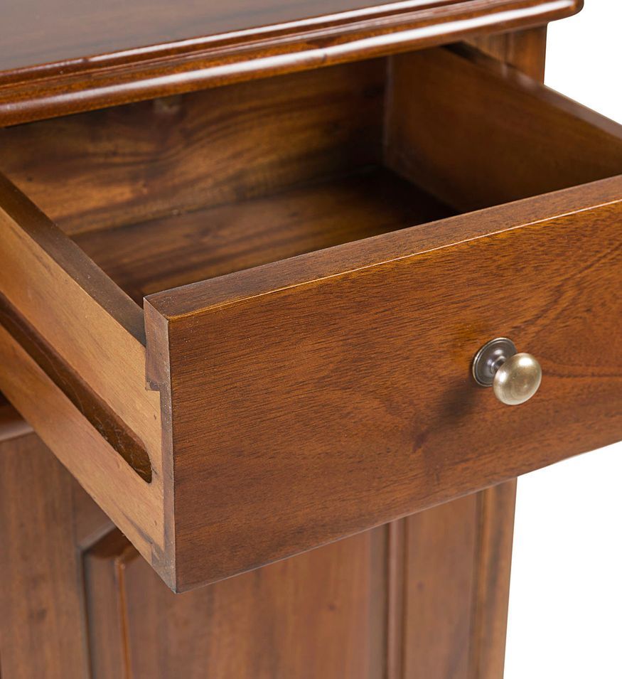Table d'appoint en bois d'acajou marron 1 porte 1 tiroir Castle 40 cm - Photo n°3