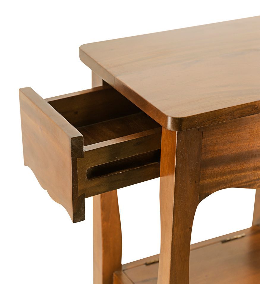Table d'appoint en bois d'acajou marron 2 rangements Castle 42 cm - Photo n°3
