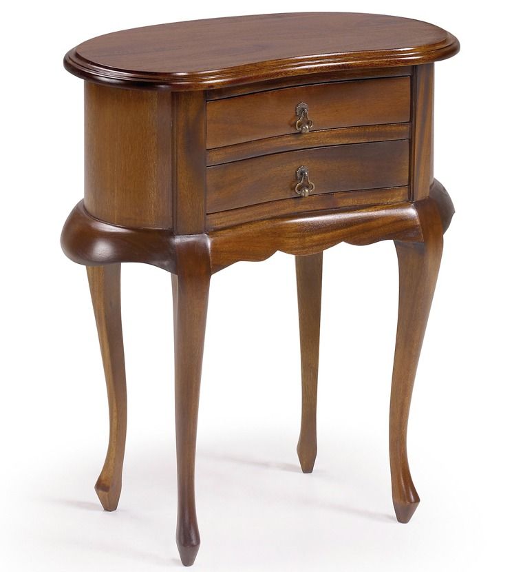 Table d'appoint en bois d'acajou marron 2 tiroirs Castle 50 cm - Photo n°1