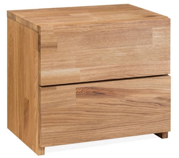 Table d'appoint en bois de chêne massif 2 tiroirs Danark 40 cm - Photo n°1