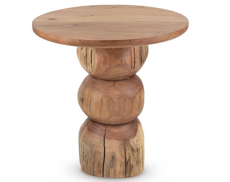 Table d'appoint en bois massif BARCA - Ø50 cm - Photo n°1
