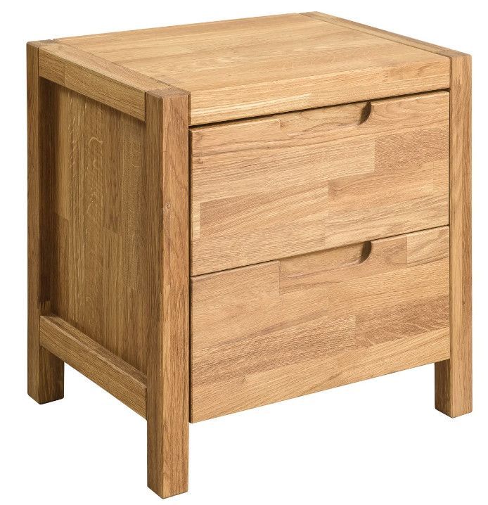 Table d'appoint en chêne massif 2 tiroirs Nelson 48 cm - Photo n°1