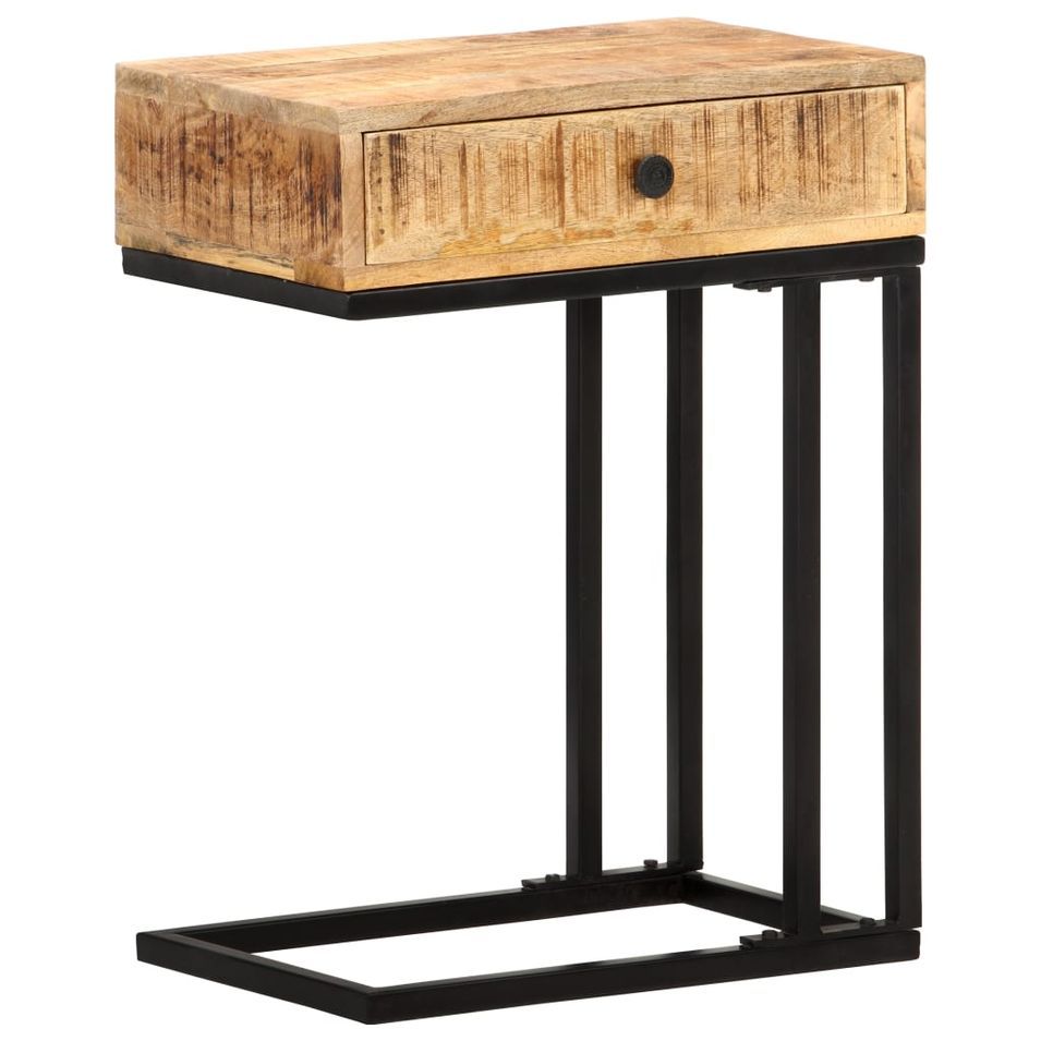 Table d'appoint en forme d'U 45x30x61cm Bois de manguier massif - Photo n°1
