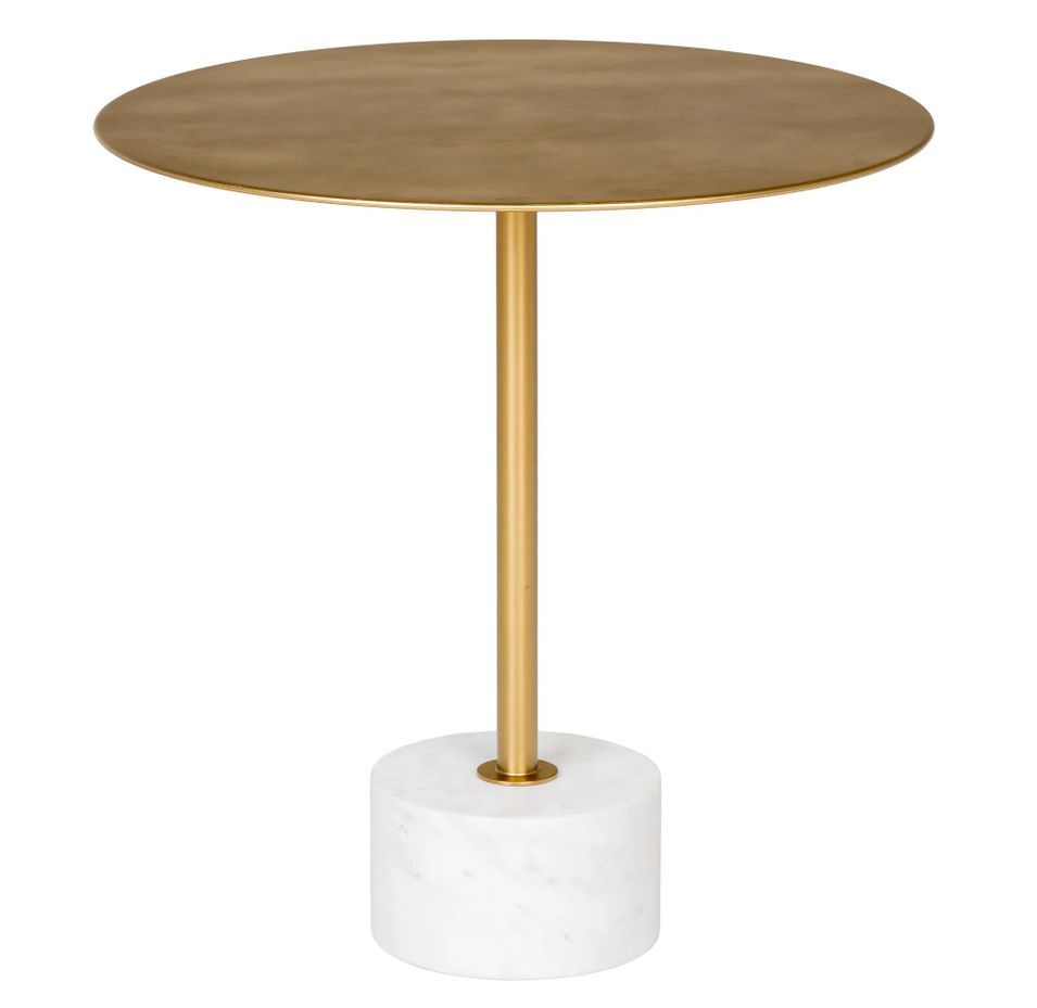 Table d'appoint en laiton et marbre LECCO Ø 51cm - Photo n°1