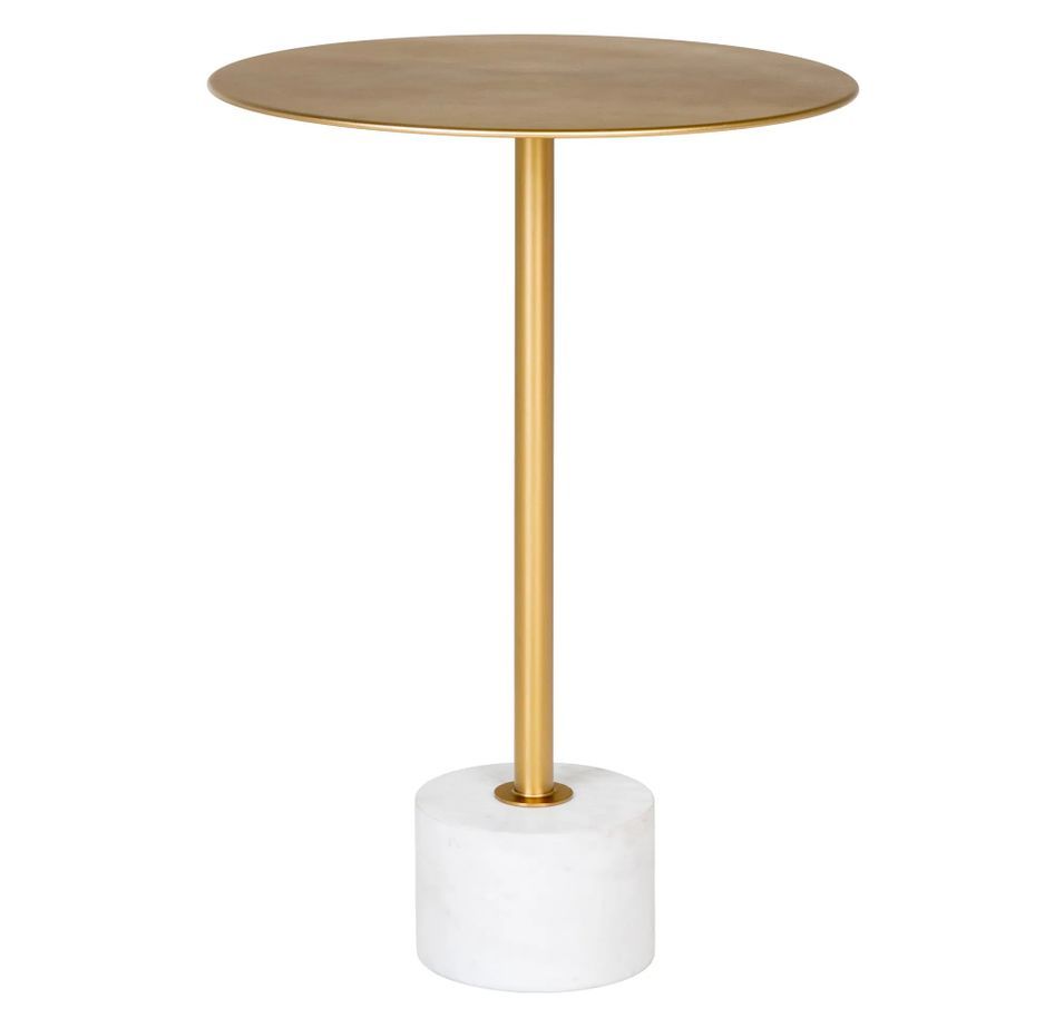 Table d'appoint en laiton et marbre LECCO Ø 41cm - Photo n°1