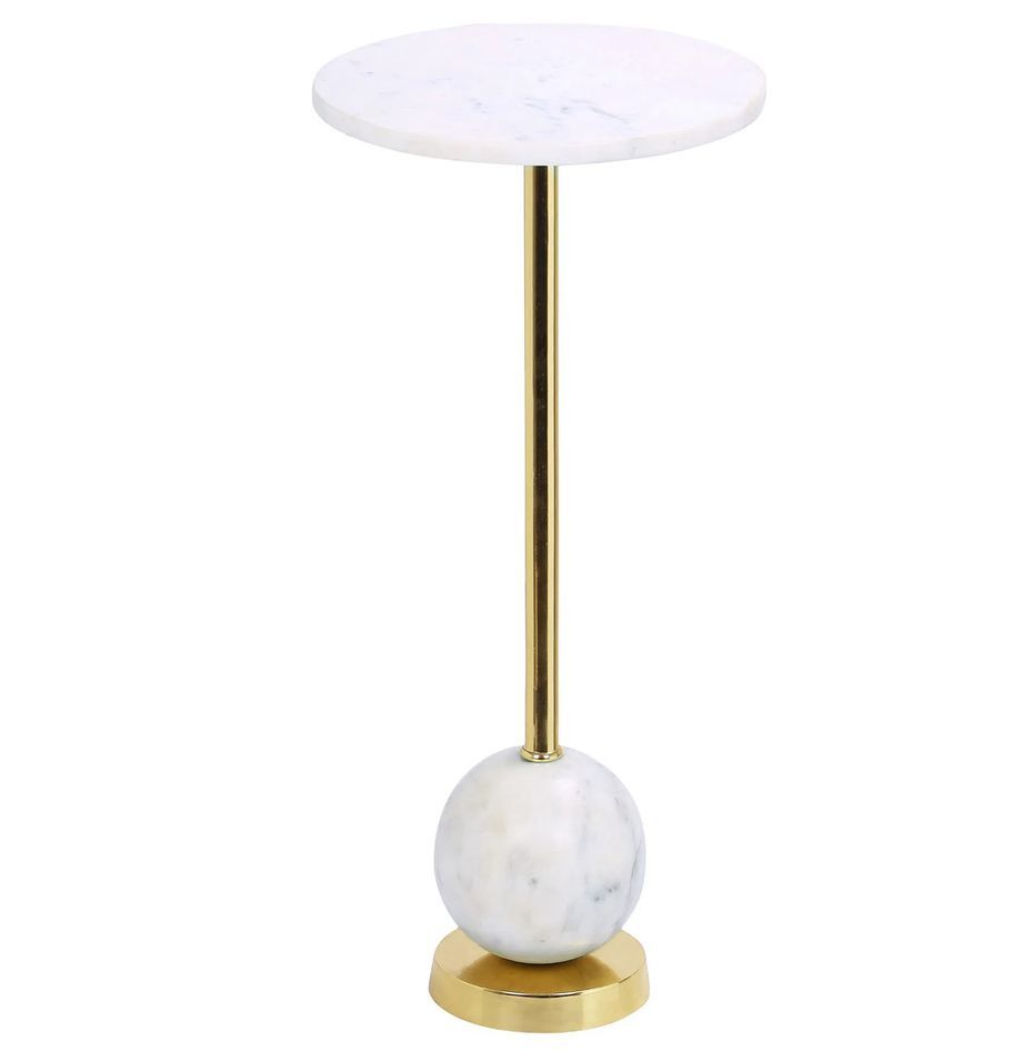 Table d'appoint en laiton et marbre SALO Ø 25cm - Photo n°1