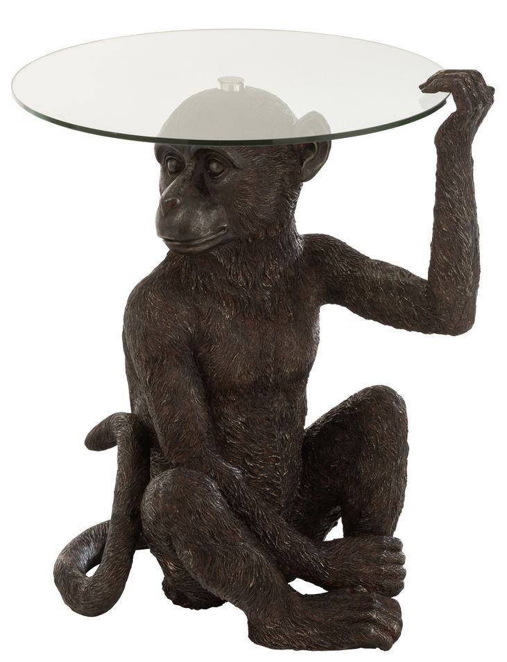 Table d'appoint en résine singe marron foncé Tuck L 52 cm - Photo n°1