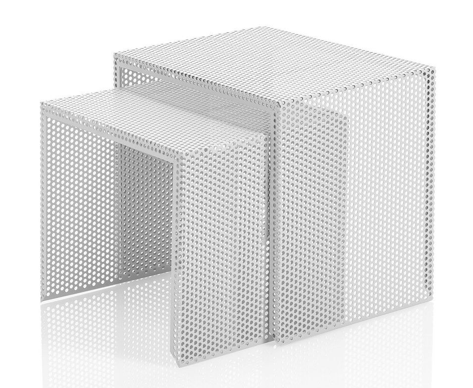 Table d'appoint gigogne métal blanc mat Sayo - Lot de 2 - Photo n°1