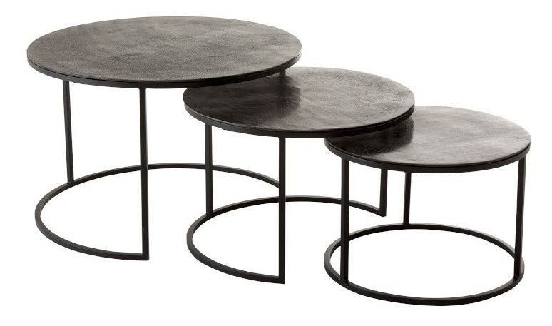Table d'appoint gigogne métal noir Lilith L 75 cm - Lot de 3 - Photo n°1