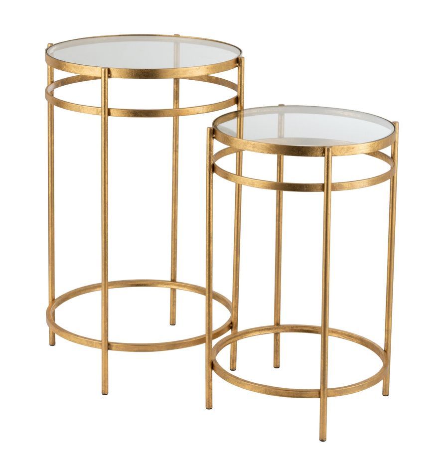 Table d'appoint gigogne miroir doré Hardie - Lot de 2 2 - Photo n°1