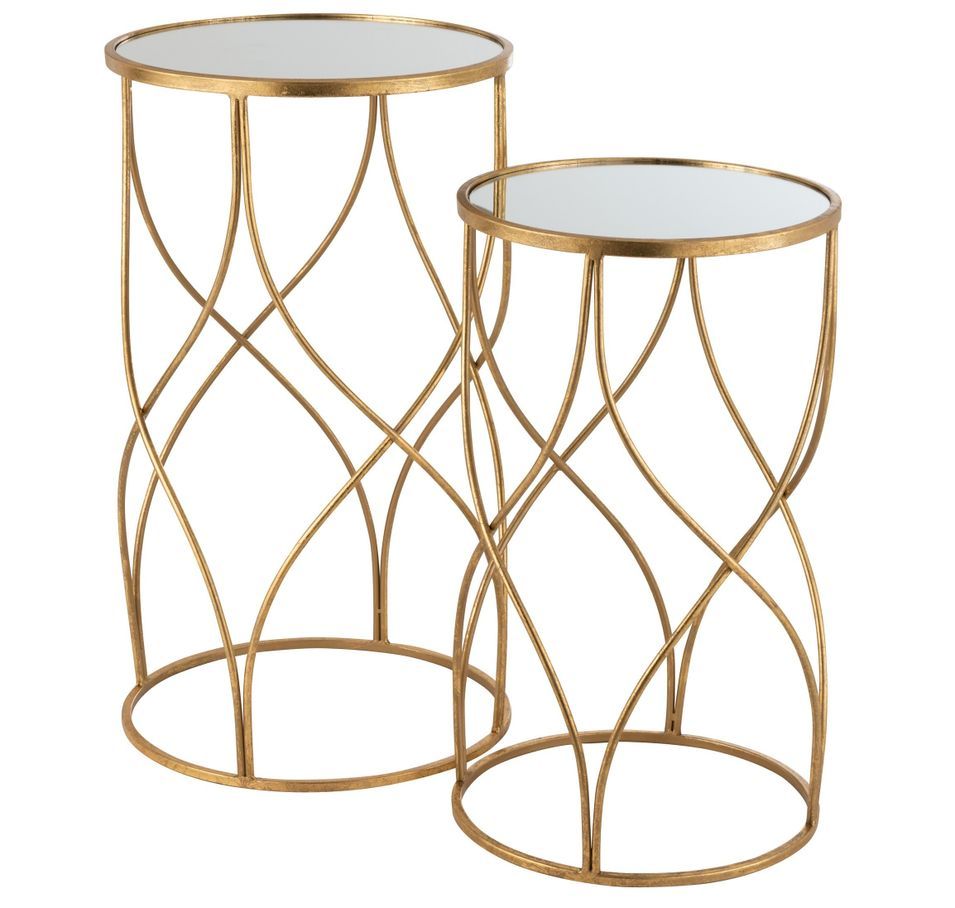 Table d'appoint gigogne miroir doré Hardie - Lot de 2 - Photo n°1