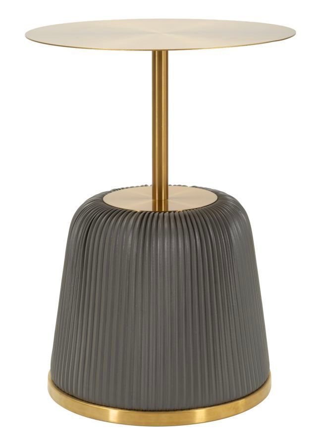 Table d'appoint grise avec plateau doré Perry - Photo n°1