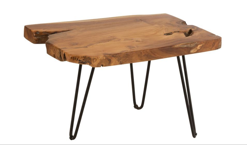 Table d'appoint irrégulière en teck marron Jocia L 60 cm - Photo n°1