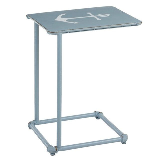 Table d'appoint métal bleu et blanc Marino - Photo n°1