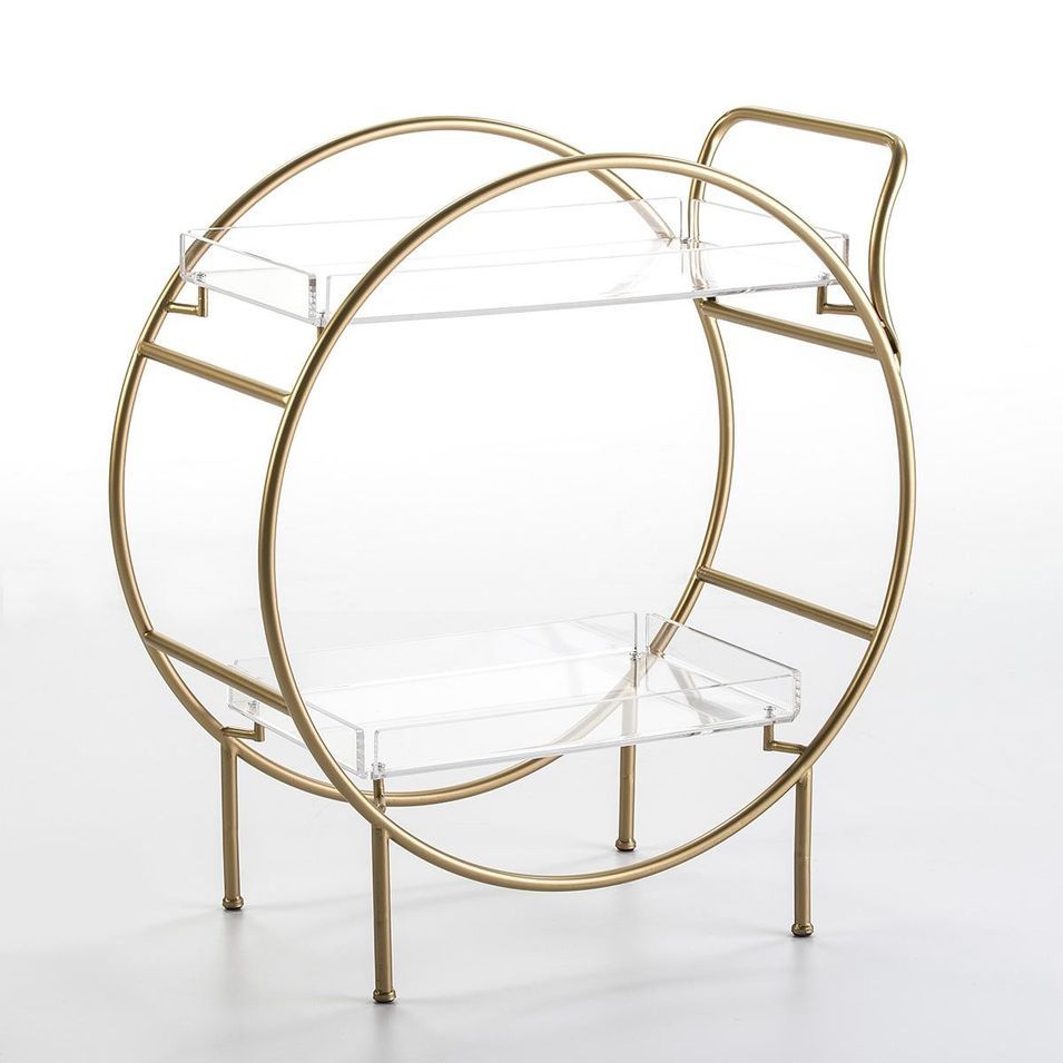 Table d'appoint métal doré avec 2 plateaux acryliques Quieras - Photo n°1