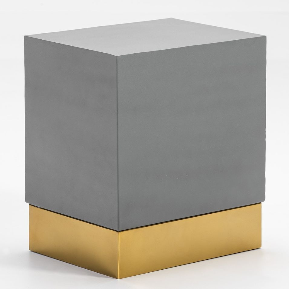 Table d'appoint métal gris et doré Alex H 47 cm - Photo n°1