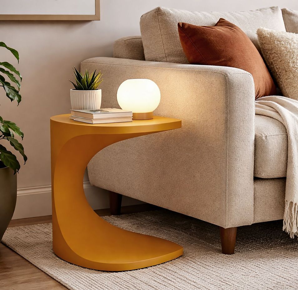 Table d'appoint moutarde design pour intérieur et extérieur Salu - Photo n°1